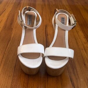 Steve Madden white and Tan Platform Heels with ankle strap